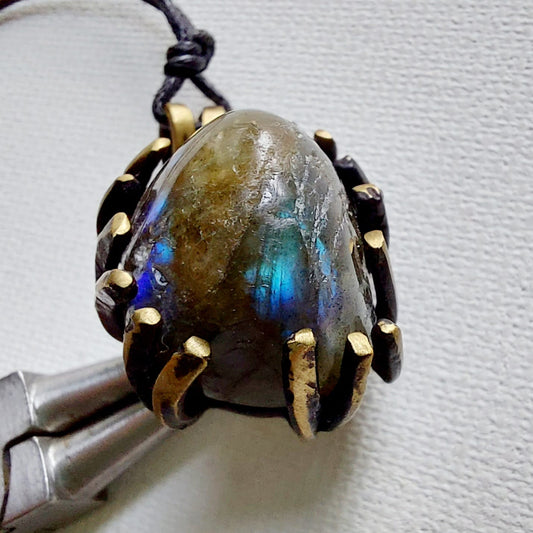 Labradorite Ciondolo Piccolo in Ottone